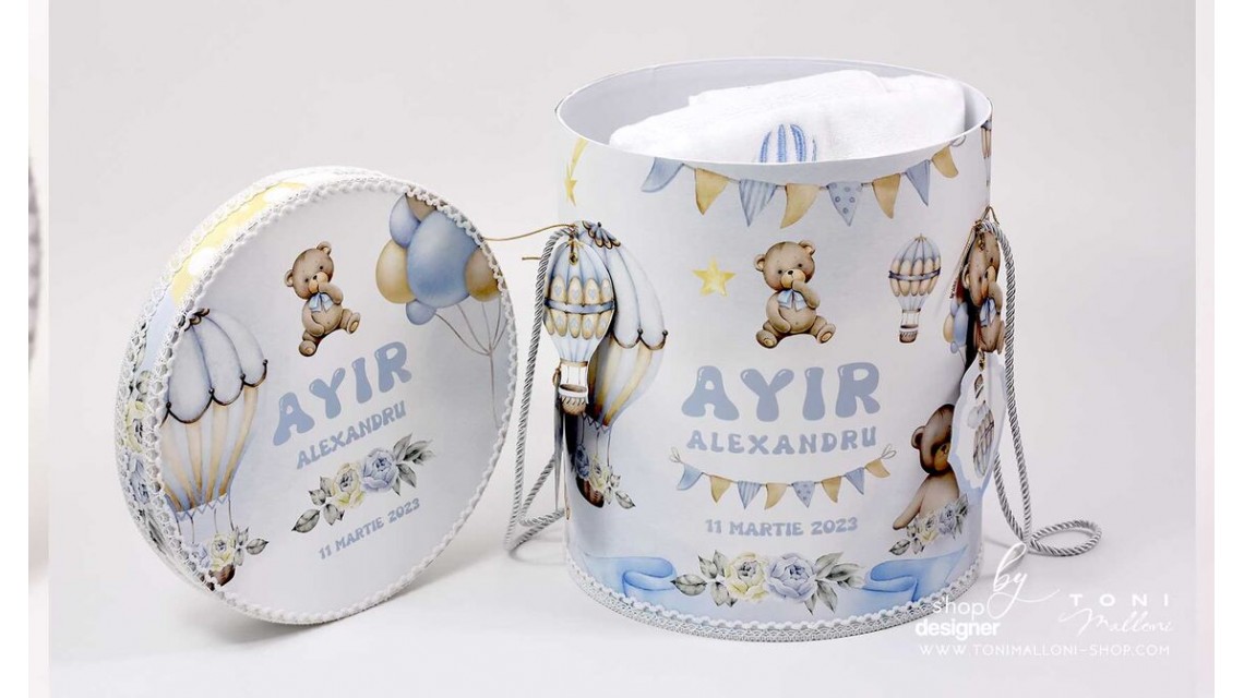 Trusou botez cu ursuleti albastri si baloane de aer cald Teddy Bear Bleu Hot Air Balloons 18